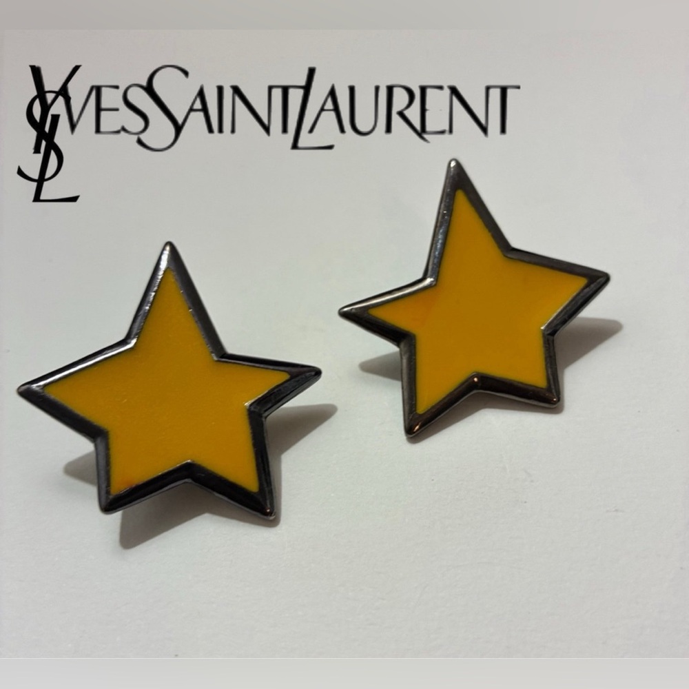 Yves Saint Laurent Bold Yellow Star Clip On Earrings